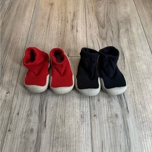 Kids Red and Black Soft Sole Shoe - Infant Slip-On Size 12 months